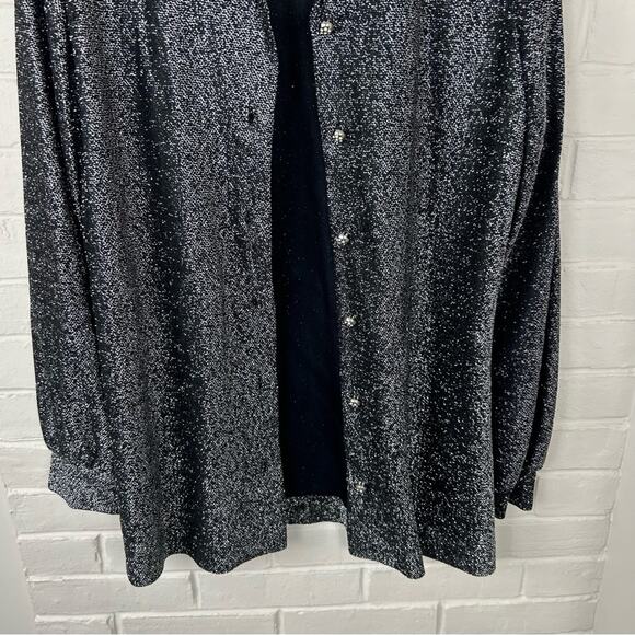 Vintage Montgomery Ward Silver Sparkle Button Down Shirt + Tank Set - Picture 4 of 11